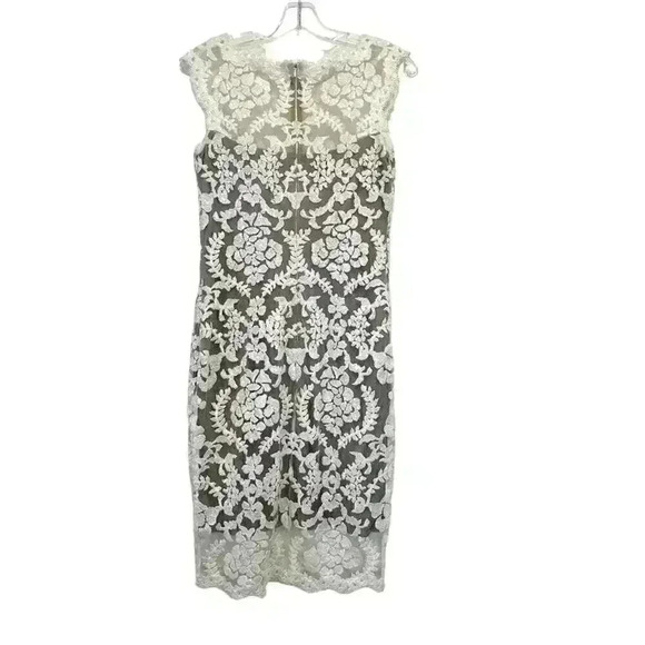 TADASHI SHOJI Women’s White Sequin Embroidered Sleeveless Formal Sheath Dress 6 - Picture 3 of 9